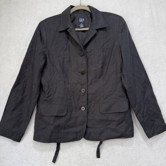 Gap Suit Jacket Womens Small Linen Lined Belted Long Sleeve Spring Summer Blazer - Picture 1 of 10